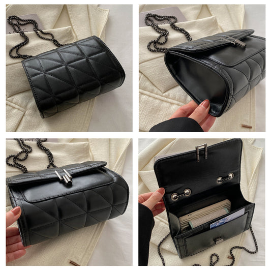 Eboo Classic Quilted Square Flap Shoulder Bag – Solid Color Chain Handbag for Women (Free Delivery)