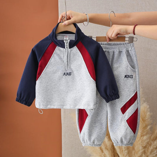 Eboo Sporty Fleece 2-Piece Set: Long Sleeve Quarter-Zip Top