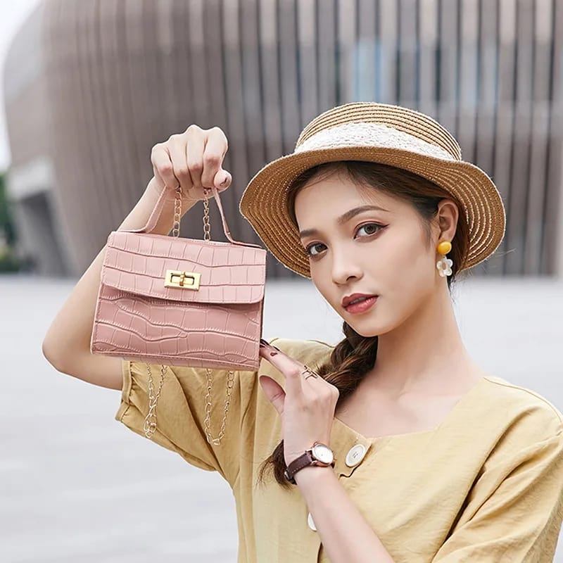 Eboo Crocodile Pattern Handbag Small Bag Women Ladies Hand Bags Versatile Small Square Bag