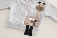 Eboo kids fashion set giraffe print stand collar 2pcs Set