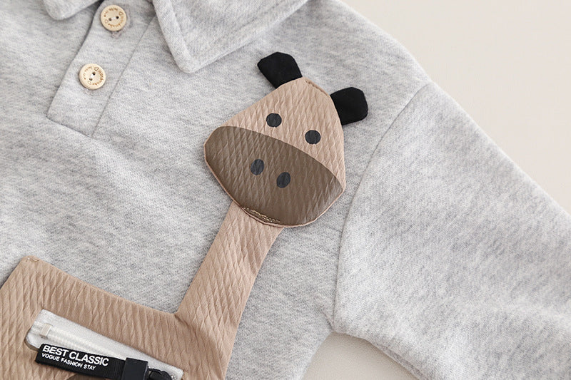 Eboo kids fashion set giraffe print stand collar 2pcs Set