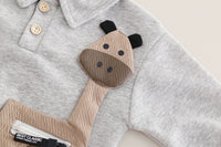 Eboo kids fashion set giraffe print stand collar 2pcs Set