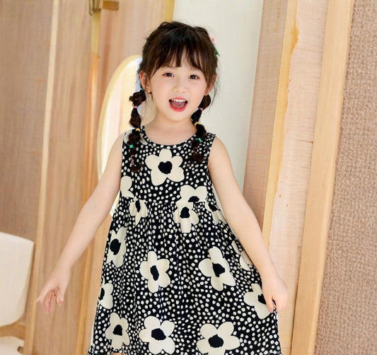 Eboo Baby Girl Dress Sleeveless Cotton Flower Dress Children Clothes Wear Summer Princess Dress for Kids Girls