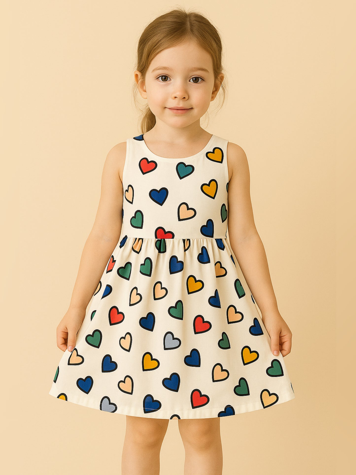 Eboo Princess Multi-Heart Printed Frock for Baby Girls