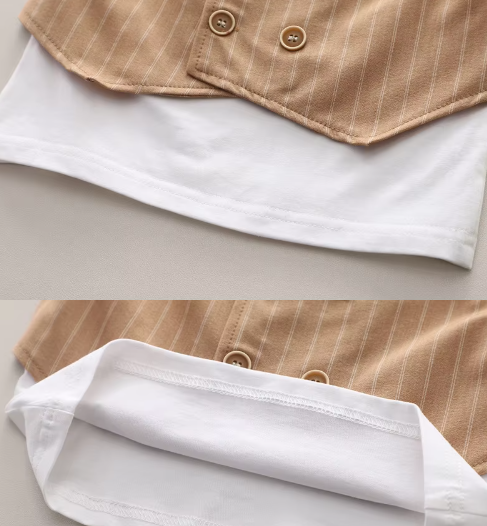 Eboo Stylish Boys’ Pinstripe Vest & Shorts Set – 3-Piece Formal Look