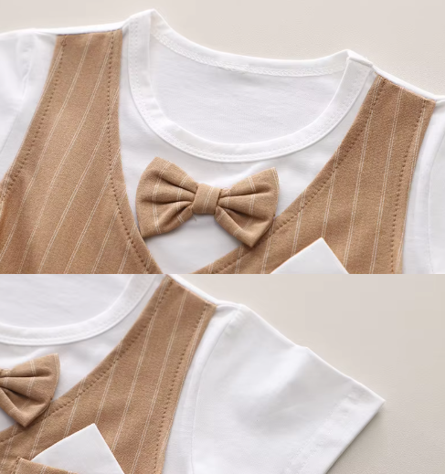 Eboo Stylish Boys’ Pinstripe Vest & Shorts Set – 3-Piece Formal Look