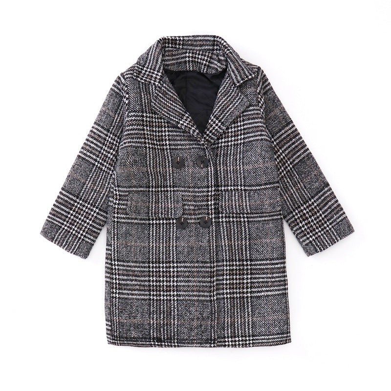 Eboo Classic Checkered Long Winter Coat (GREY)