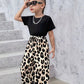 Eboo leopard print short sleeve suit girls round neck short