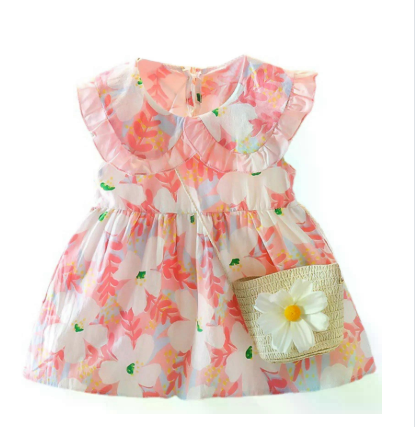 Eboo Infant Baby Girl Sundress Mint Leaf Collar Sleeveless Floral Printed Dress
