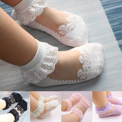 Eboo Cute Lace Flower Mesh Summer Baby Socks Cotton Baby Girl Socks
