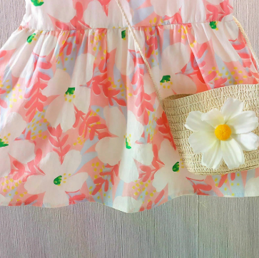 Eboo Infant Baby Girl Sundress Mint Leaf Collar Sleeveless Floral Printed Dress