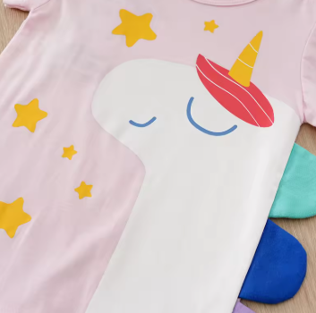 Cute Cartoon Unicorn 3D Printed Cotton Romper Newborn Clothe Comfortable Soft Short Sleeve Baby Boys Girls