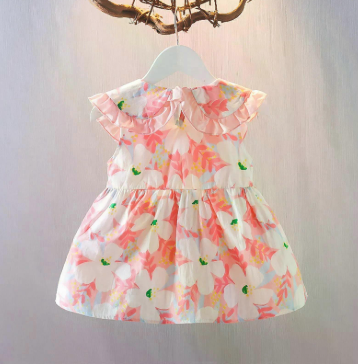 Eboo Infant Baby Girl Sundress Mint Leaf Collar Sleeveless Floral Printed Dress