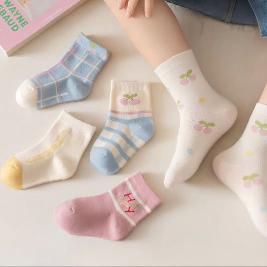 Eboo New Kids' Crew Socks, 5-Pair Set, High-Quality Cotton