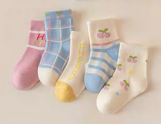 Eboo New Kids' Crew Socks, 5-Pair Set, High-Quality Cotton