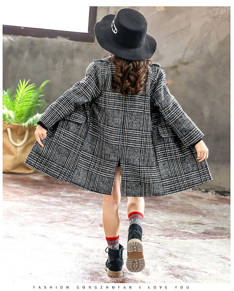 Eboo Classic Checkered Long Winter Coat (GREY)