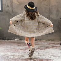 Eboo Classic Checkered Long Winter Coat (Brown)