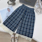 Eboo Girls Korean Summer Plaid Vest Wide Leg Pants 2pcs Outfits
