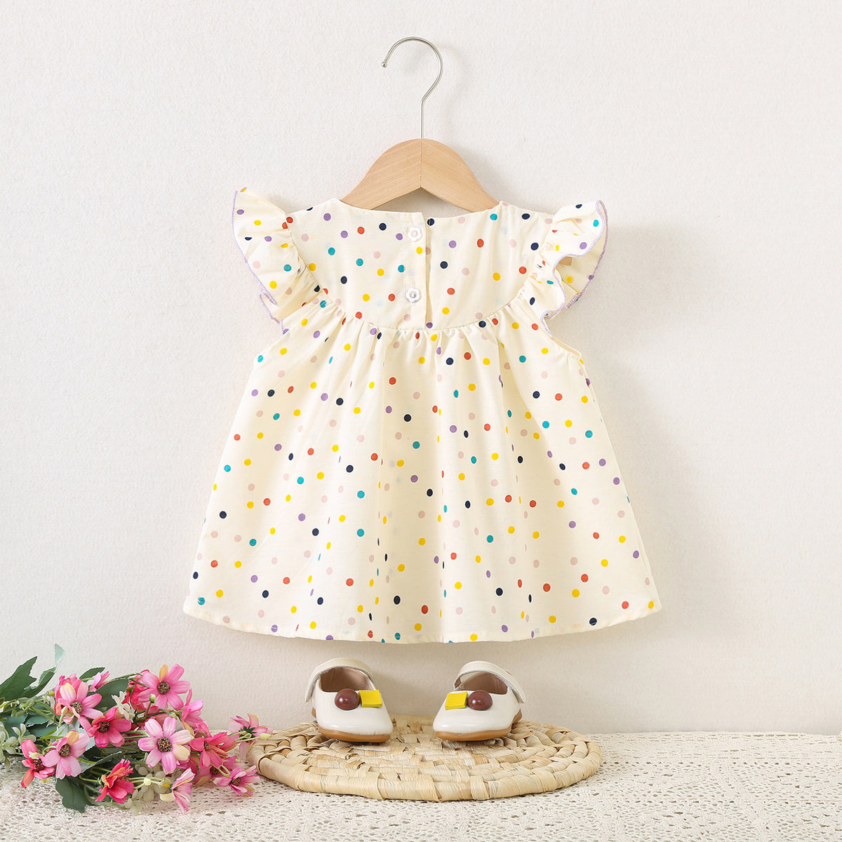 Eboo children's Clothing girls' round-neck flower positioning embroidered dress