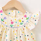 Eboo children's clothing, girls' round-neck flower positioning embroidered dress