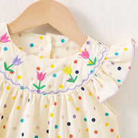 Eboo children's Clothing girls' round-neck flower positioning embroidered dress