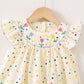 Eboo children's clothing, girls' round-neck flower positioning embroidered dress