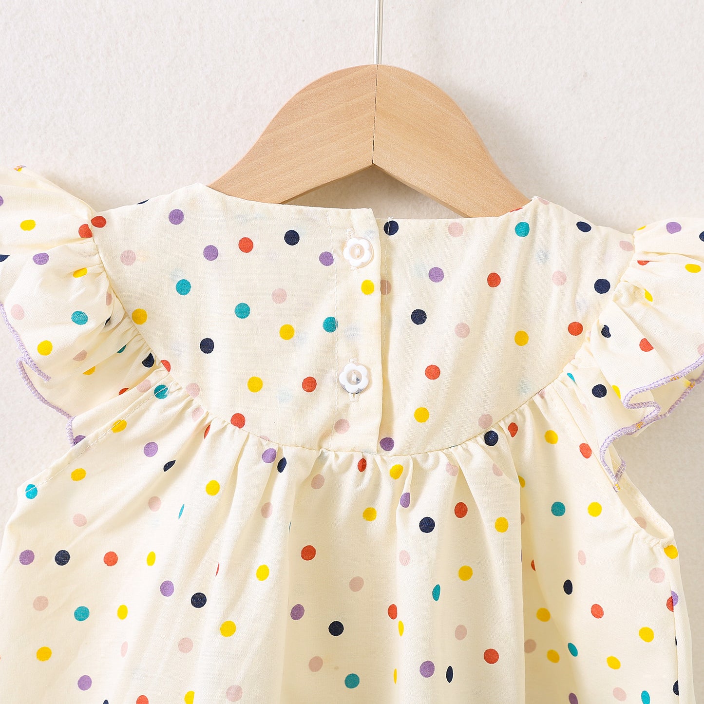 Eboo children's clothing, girls' round-neck flower positioning embroidered dress