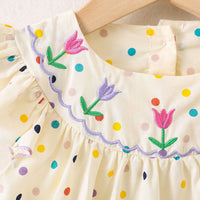 Eboo children's Clothing girls' round-neck flower positioning embroidered dress