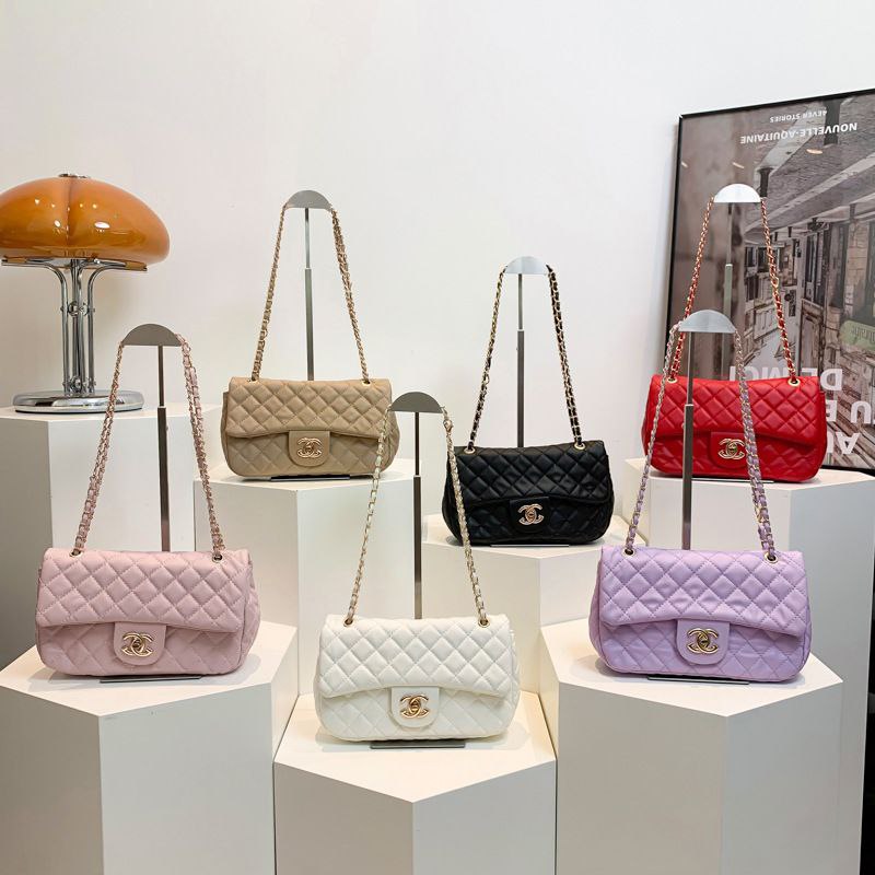 Eboo Elegant Quilted Flap Shoulder Bag with Gold-Tone Chain Strap