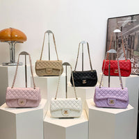 Eboo Elegant Quilted Flap Shoulder Bag with Gold-Tone Chain Strap