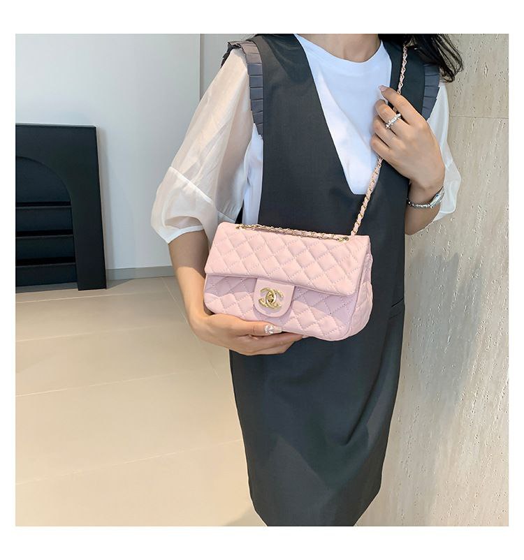 Eboo Elegant Quilted Flap Shoulder Bag with Gold-Tone Chain Strap