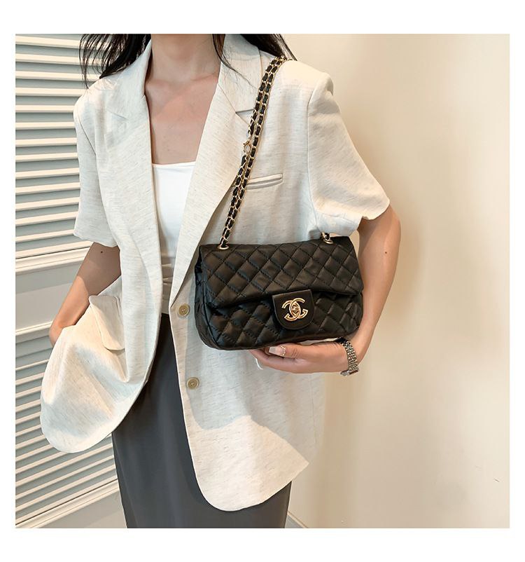 Eboo Elegant Quilted Flap Shoulder Bag with Gold-Tone Chain Strap