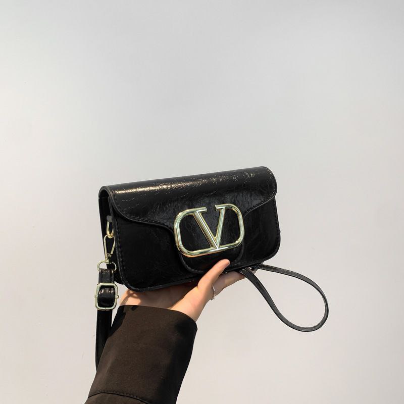 Eboo Luxe Metallic V-Logo Mini Crossbody Bag with Magnetic Flap