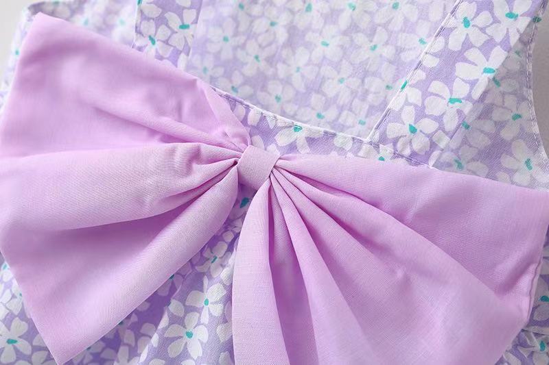 Eboo Toddler Baby Girl Summer Sleeveless Flying Sleeve Printed Bowknot Dress