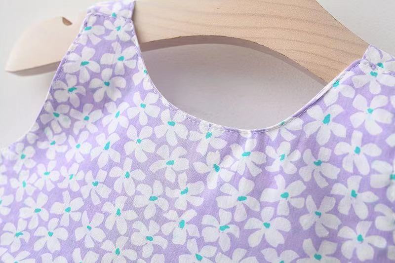 Eboo Toddler Baby Girl Summer Sleeveless Flying Sleeve Printed Bowknot Dress