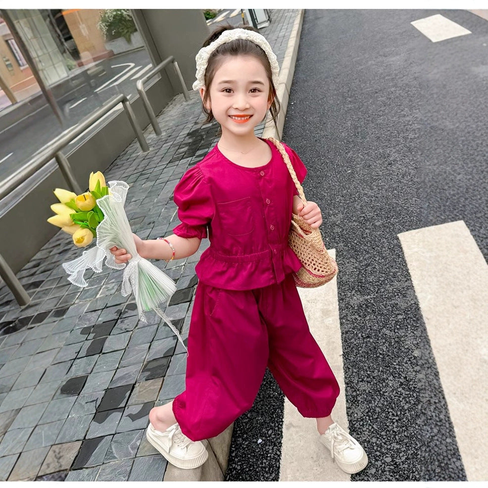 Eboo Girls summer clothes red stylish 2- Piece Elegant outfit