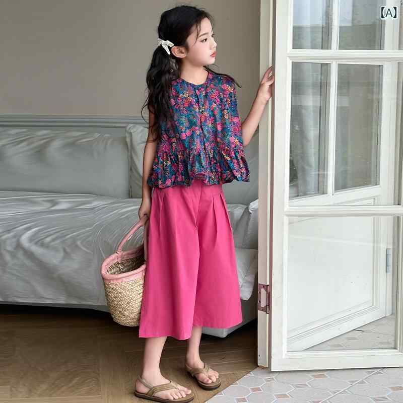 Eboo Stylish 2PCS Set Floral shirt and Soft Wide Leg Pant Outfit