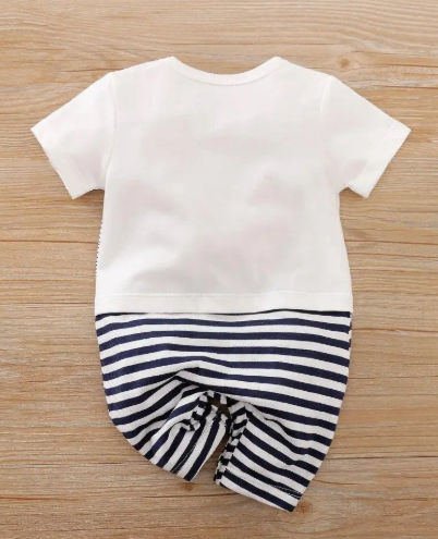 Eboo Baby Elephant Cartoon Stripe Rompers