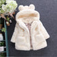 Eboo Girls Winter Warm Hooded Faux Fur Jacket with Cute Ear Design (White)