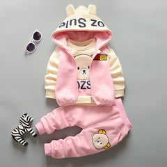 Baby Girl’s 3-Piece Set – Pink Hoodie, Vest & Pants 4 Winters