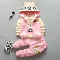 Baby Girl’s 3-Piece Set – Pink Hoodie, Vest & Pants 4 Winters