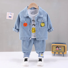 Baby Boy’s Smiley Corduroy Jacket & Pants Set