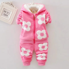 Eboo  Winter Girl’s Pink Floral Hoodie and Sweatpants Set