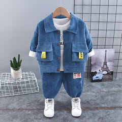 Baby Boy’s Blue Corduroy Jacket & Pants Set