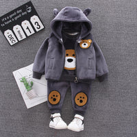 Baby Boy’s 3-Piece Bear Fleece Grey Set