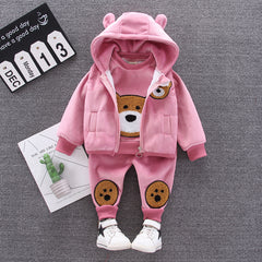 Baby Girl’s 3-Piece Bear Fleece Pink Set