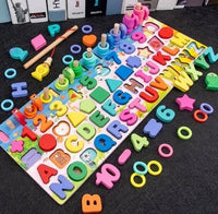 Wooden Learning Toy with Letters, Numbers, & Shapes